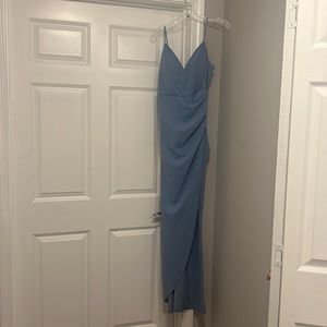 Light blue, tight fit prom dress
